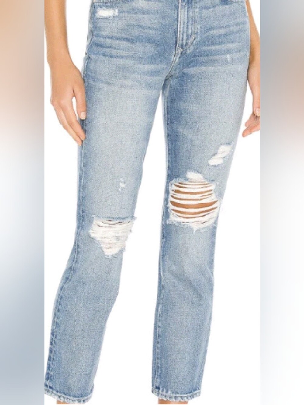 Lovers + Friends Light Blue High-Rise Distressed Denim Jeans